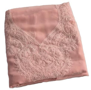 DRAVINAM Trends Women Unstitched Lucknow Hand Work Chikankari Faux Georgette Suit Dress Material with Dupatta