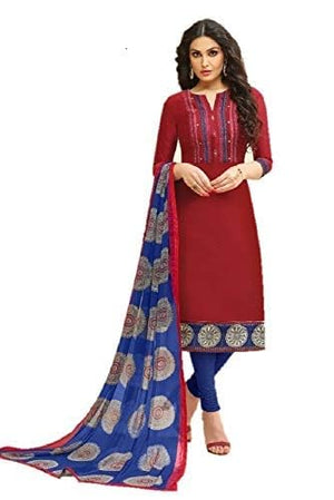 DRAVINAM Trends Women's Modal Cotton Unstitched Salwar Suit Dress Material with Printed Chiffon Dupatta