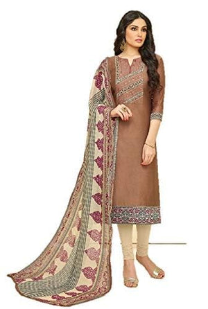 DRAVINAM Trends Women's Modal Cotton Unstitched Salwar Suit Dress Material with Printed Chiffon Dupatta