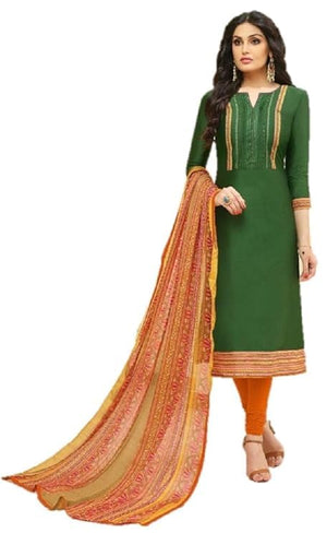 DRAVINAM Trends Women's Modal Cotton Unstitched Salwar Suit Dress Material with Printed Chiffon Dupatta