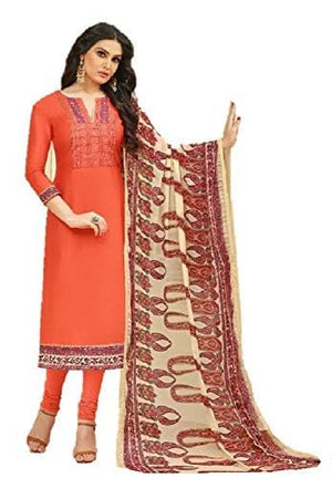 DRAVINAM Trends Women's Modal Cotton Unstitched Salwar Suit Dress Material with Printed Chiffon Dupatta