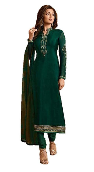 DRAVINAM Trends Women's Crepe Embroidered Chudidaar Dress Material (Free Size_Grey)