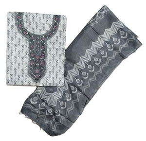 DRAVINAM Trends Women's Printed Embroidered and Hand Work Premium Cotton Jaipuri Unstitched Salwar Suit Dress Material with Mulmul Cotton Dupatta