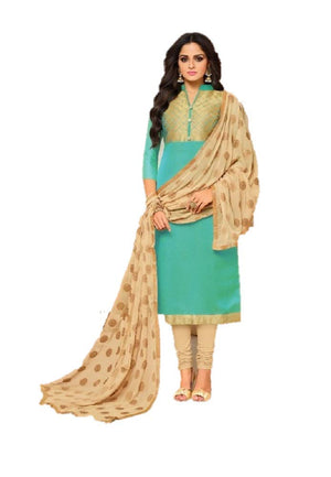 DRAVINAM Trends Women's Unstitched Banarasi Woven Salwar Suit Dress Material with Nazmin Jacquard Dupatta (Free Size_Pink)