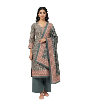 DRAVINAM Trends Women's Winter Wear Digital Printed Warm Toosh Pashmina Kullu Salwar Kameez Dress Material with Heavy Toosh Pashmina Digital Printed Shawl Dupatta