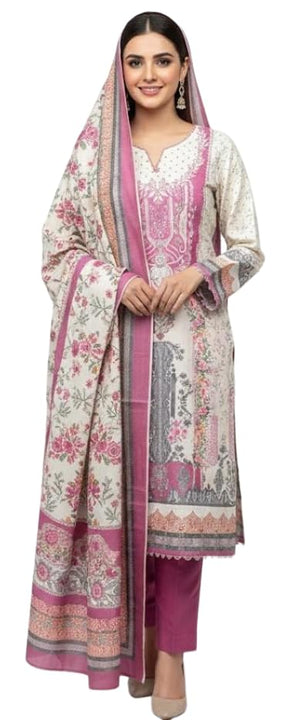 DRAVINAM Trends Women's Winter Wear Digital Printed Unstitched Warm Pakistani Salwar Kameez Dress Material with Digital Printed Pashmina Shawl Dupatta