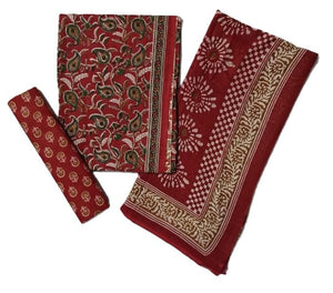 DRAVINAM Trends Jaipuri Sanganari Print Cambric Cotton Unstitched Salwar Suit Dress Material for Women with Mulmul Cotton Dupatta