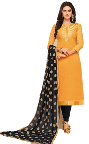 DRAVINAM Trends Women's Unstitched Banarasi Woven Salwar Suit Dress Material with Nazmin Jacquard Dupatta (Free Size_Pink)