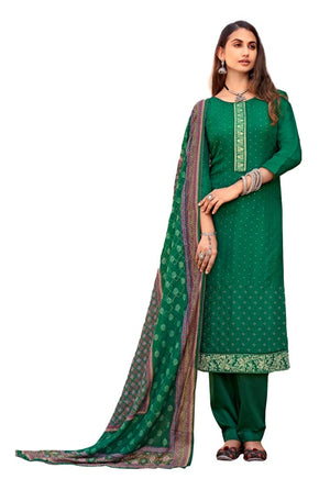 DRAVINAM Trends Women's Pure Viscose Upada Silk Sequence work Unstitched Salwar Suit Material with Pure Muslin Digital Print Sequence Dupatta (Free size_Green)