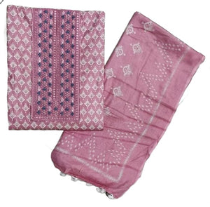 DRAVINAM Trends Women's Premium Cotton Jaipuri Printed Embroidered and Hand Work Unstitched Salwar Suit Dress Material with Mulmul Cotton Dupatta