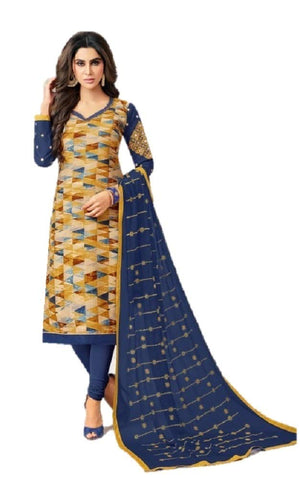 DRAVINAM Trends Women's Unstitched Sheesha Work Embroidered Printed Rayon Salwar Suit Dress Material with Nazmeen Embroidered Dupatta (Free Size)(Grey)