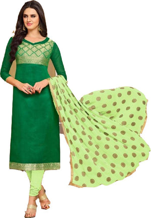 DRAVINAM Trends Women's Unstitched Banarasi Woven Salwar Suit Dress Material with Nazmin Jacquard Dupatta (Free Size_Pink)