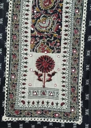 DRAVINAM Trends Women's Printed Embroidered and Hand Work Premium Cotton Jaipuri Unstitched Salwar Suit Dress Material with Mulmul Cotton Dupatta