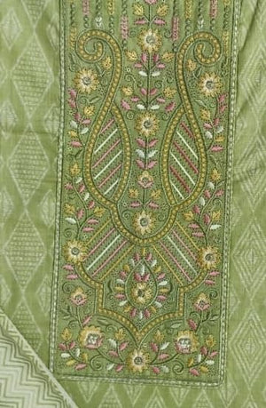 DRAVINAM Trends Women's Premium Cotton Jaipuri Printed Embroidered and Hand Work Unstitched Salwar Suit Dress Material with Mulmul Cotton Dupatta