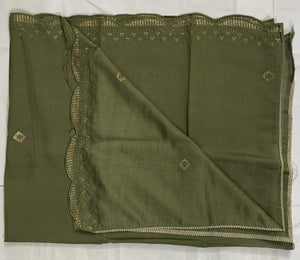DRAVINAM Trends Handwork Modal Silk Unstitched Salwar Suit with Scalloped Dupatta