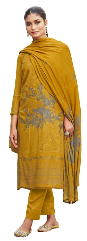 DRAVINAM Trends Unstitch Premium Viscose Bemberg Maslin Suit Dress Material II Pure Maslin Top Fabric with Aari work & Swaroski Detailing I Viscose Rayon Bottom I Digital Printed Maslin Dupatta