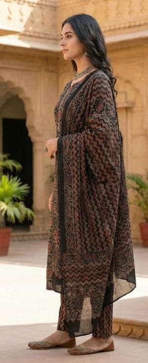 DRAVINAM Trends Jaipuri Print Cambric Cotton Unstitched Salwar Suit Dress Material for Women with Mulmul Cotton Dupatta