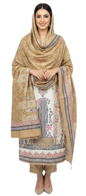 DRAVINAM Trends Women's Winter Wear Digital Printed Unstitched Warm Pakistani Salwar Kameez Dress Material with Digital Printed Pashmina Shawl Dupatta