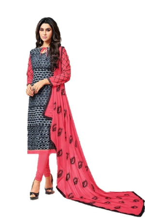 DRAVINAM Trends Women's Unstitched Sheesha Work Embroidered Printed Rayon Salwar Suit Dress Material with Nazmeen Embroidered Dupatta (Free Size)(Grey)