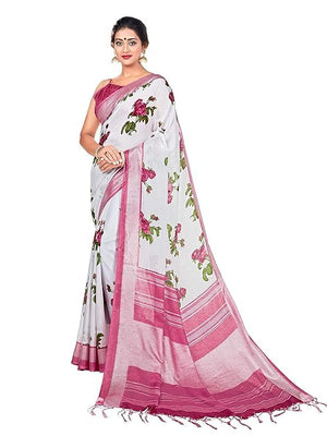 DRAVINAM Trends Women's Woven Kalamkari Printed Soft Cotton Saree with Blouse Piece (SareeKlm_6_Red and Orange)