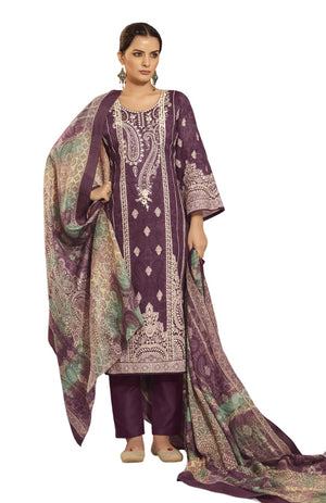 DRAVINAM Trends Unstitched Pakistani Embroidered Pure Cotton Salwar Suit Dress Materials with Cotton Dupatta