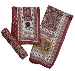 DRAVINAM Trends Women's Printed Embroidered and Hand Work Premium Cotton Jaipuri Unstitched Salwar Suit Dress Material with Mulmul Cotton Dupatta