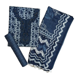 DRAVINAM Trends Women's Printed Embroidered and Hand Work Premium Cotton Jaipuri Unstitched Salwar Suit Dress Material with Mulmul Cotton Dupatta