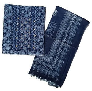 DRAVINAM Trends Women's Printed Embroidered and Hand Work Premium Cotton Jaipuri Unstitched Salwar Suit Dress Material with Mulmul Cotton Dupatta