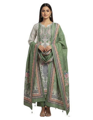 DRAVINAM Trends Women's Winter Wear Digital Printed Unstitched Warm Pakistani Salwar Kameez Dress Material with Digital Printed Pashmina Shawl Dupatta