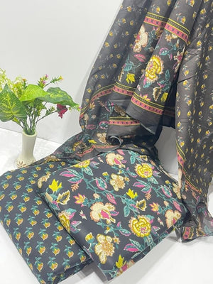DRAVINAM Trends Jaipuri Print Cambric Cotton Unstitched Salwar Suit Dress Material for Women with Mulmul Cotton Dupatta