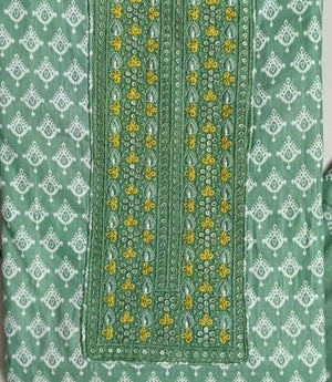 DRAVINAM Trends Women's Premium Cotton Jaipuri Printed Embroidered and Hand Work Unstitched Salwar Suit Dress Material with Mulmul Cotton Dupatta