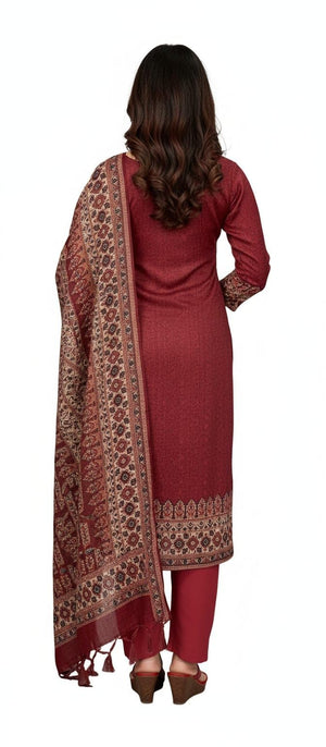 DRAVINAM Trends Women's Unstitched Winter Wear Digital Printed Heavy Woolen Pashmina Salwar Suit Dress Material with Printed Shawl Dupatta