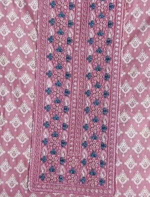 DRAVINAM Trends Women's Premium Cotton Jaipuri Printed Embroidered and Hand Work Unstitched Salwar Suit Dress Material with Mulmul Cotton Dupatta