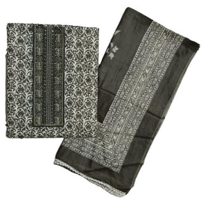 DRAVINAM Trends Women's Premium Cotton Jaipuri Printed Embroidered and Hand Work Unstitched Salwar Suit Dress Material with Mulmul Cotton Dupatta