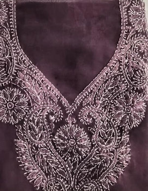 DRAVINAM Trends Women Unstitched Lucknow Hand Work Chikankari Faux Georgette Suit Dress Material with Dupatta