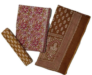 DRAVINAM Trends Jaipuri Sanganari Print Cambric Cotton Unstitched Salwar Suit Dress Material for Women with Mulmul Cotton Dupatta