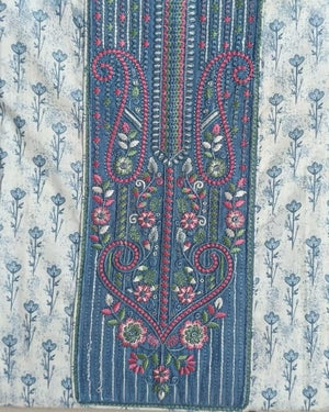 DRAVINAM Trends Women's Premium Cotton Jaipuri Printed Embroidered and Hand Work Unstitched Salwar Suit Dress Material with Mulmul Cotton Dupatta