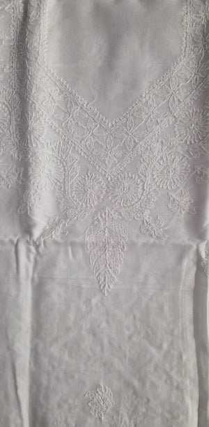 DRAVINAM Trends Women’s Cotton Unstitched Chikankari Suit Set with Dupatta & Bottom | Hand-Embroidered Lucknowi Dress Material | Premium Ethnic Wear for Women | Free Size (3-Piece)