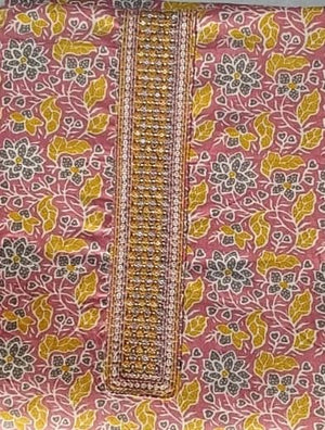 DRAVINAM Trends Women's Printed Embroidered and Hand Work Premium Cotton Jaipuri Unstitched Salwar Suit Dress Material with Mulmul Cotton Dupatta