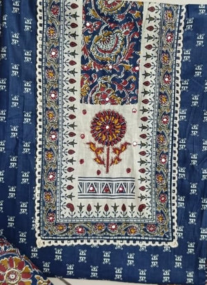 DRAVINAM Trends Women's Printed Embroidered and Hand Work Premium Cotton Jaipuri Unstitched Salwar Suit Dress Material with Mulmul Cotton Dupatta