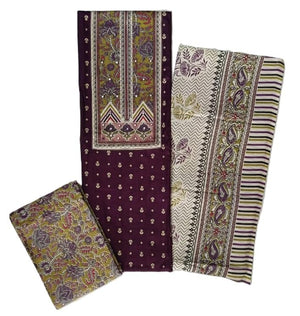 DRAVINAM Trends Women's Unstitched Rayon Batik Print Hand Work Dress Material Salwar Suit Set with Printed Cotton Dupatta