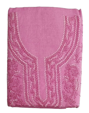 DRAVINAM Trends Women’s Cotton Unstitched Chikankari Suit Set with Dupatta & Bottom | Hand-Embroidered Lucknowi Dress Material | Premium Ethnic Wear for Women | Free Size (3-Piece)
