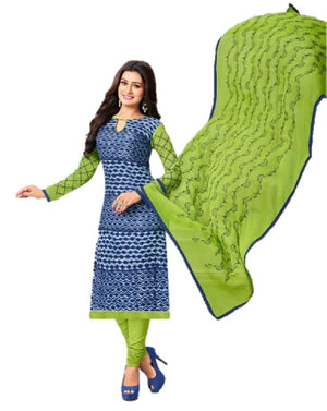 DRAVINAM Trends Women's Unstitched Sheesha Work Embroidered Printed Rayon Salwar Suit Dress Material with Nazmeen Embroidered Dupatta (Free Size)(Grey)