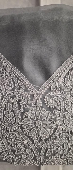 DRAVINAM Trends Women Unstitched Lucknow Hand Work Chikankari Faux Georgette Suit Dress Material with Dupatta