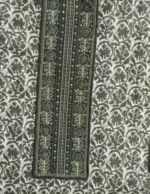 DRAVINAM Trends Women's Premium Cotton Jaipuri Printed Embroidered and Hand Work Unstitched Salwar Suit Dress Material with Mulmul Cotton Dupatta