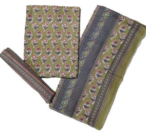 DRAVINAM Trends Jaipuri Sanganari Print Cambric Cotton Unstitched Salwar Suit Dress Material for Women with Mulmul Cotton Dupatta