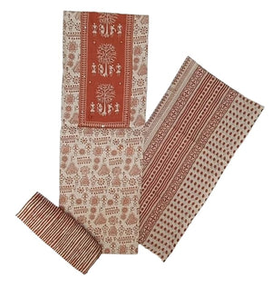 DRAVINAM Trends Women's Cambric Cotton Dress Material | Unstitch Warli Printed Suit Set with Cotton Dupatta