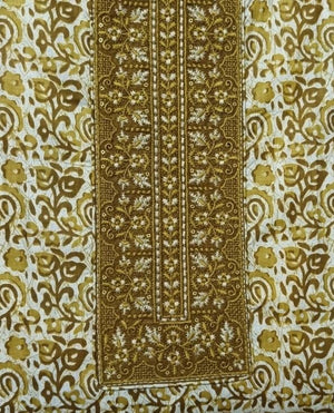 DRAVINAM Trends Women's Printed Embroidered and Hand Work Premium Cotton Jaipuri Unstitched Salwar Suit Dress Material with Mulmul Cotton Dupatta