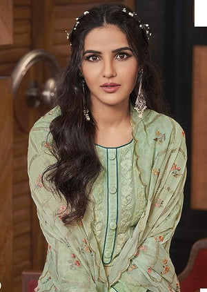 DRAVINAM Trends women’s real georgette digital printed sequence embroidered unstitched salwar Suit Dress Material with pure georgette sequence embroidered dupatta (sea green)
