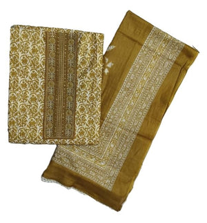 DRAVINAM Trends Women's Premium Cotton Jaipuri Printed Embroidered and Hand Work Unstitched Salwar Suit Dress Material with Mulmul Cotton Dupatta